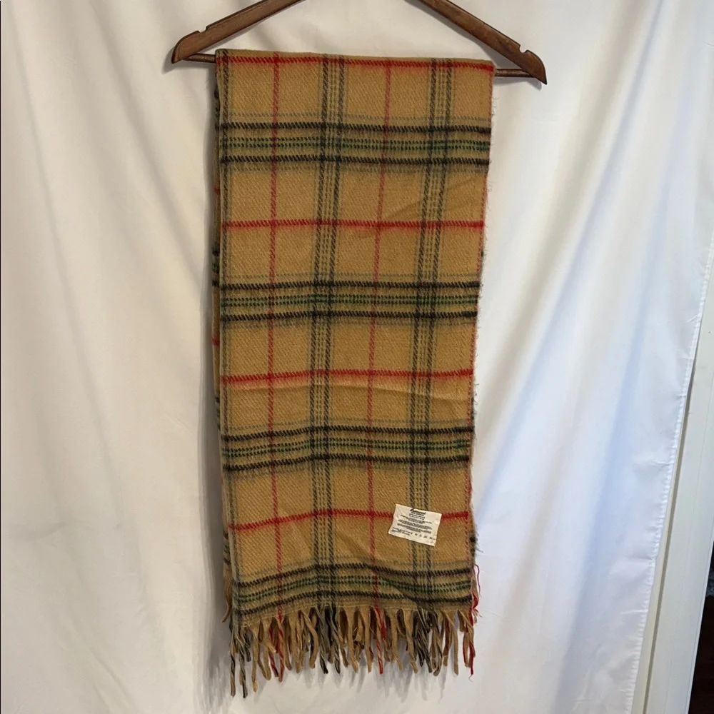 Vintage Fieldcrest Preppy Plaid Fringe Throw Blanket
